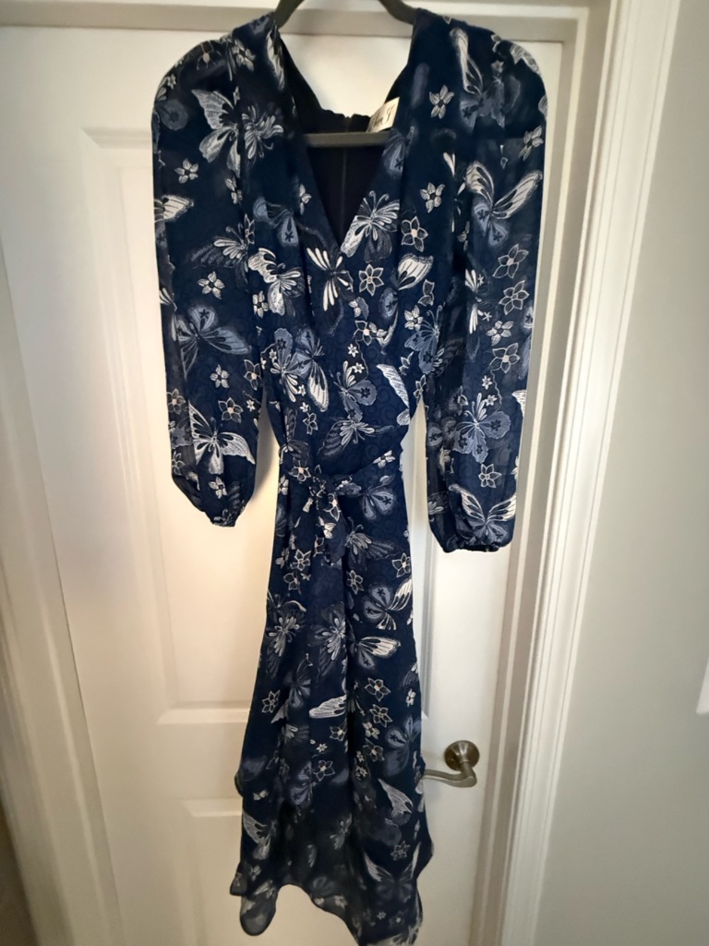 Eliza J Navy Floral Wrap Dress
